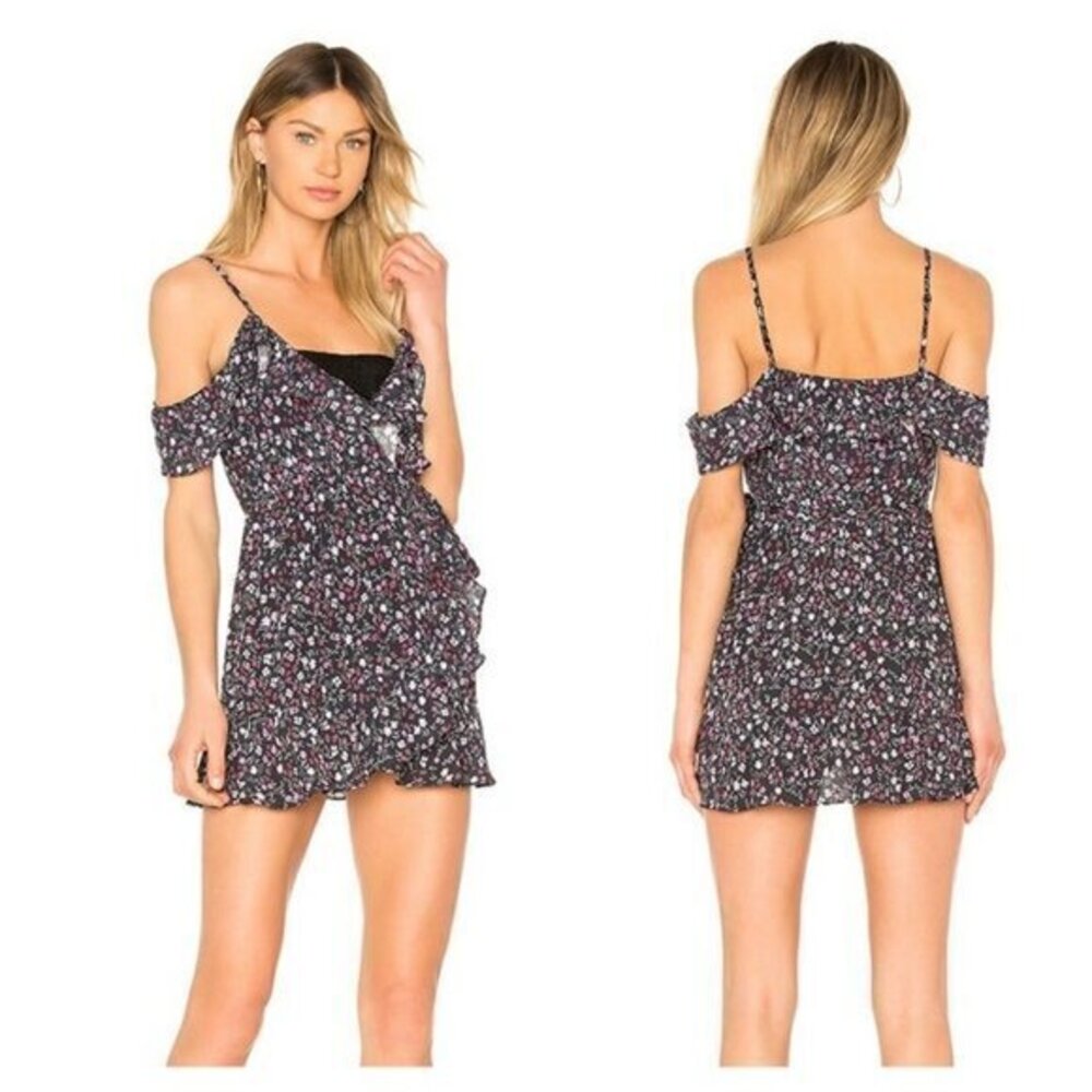 Lovers and Friends Skye Wrap Dress - Black Ditsy